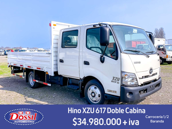 Camión Hino XZU 617 DC, Año 2023, Doble Cabina, Carrocería Media Baranda, Alza Vidrios Eléctricos $32.980.000 +IVA