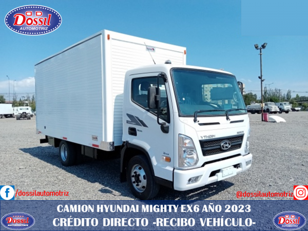 Camión Hyundai EX6, Cabina Simple, año 2023, valor $31.980.000 + iva, Equipado con carrocería Furgón de Carga.