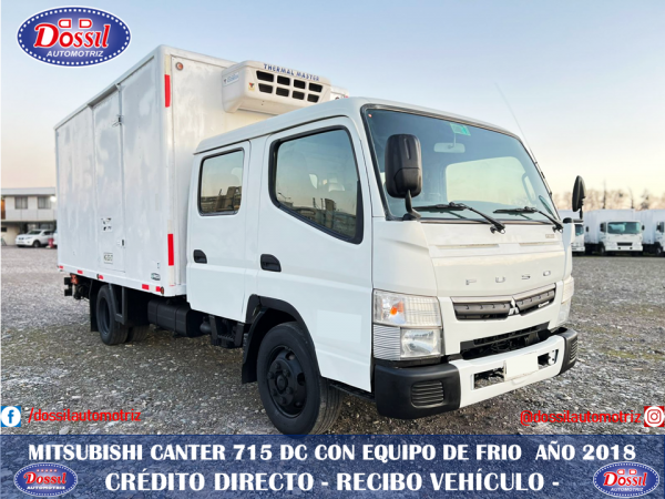 Camión Mitsubishi Canter Fuso 715 DC, Año 2018, Doble Cabina, Carrocería con equipo de Frío y rampa hidráulica, VALOR $16.980.000