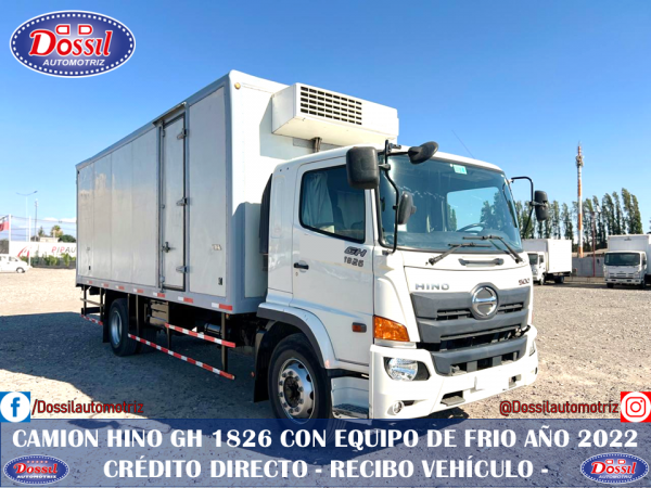 Camión HINO GH 1826, año 2022, Capacidad para 14 pallets, Carrocería con equipo de Frío, valor $56.980.000. Consulte Crédito