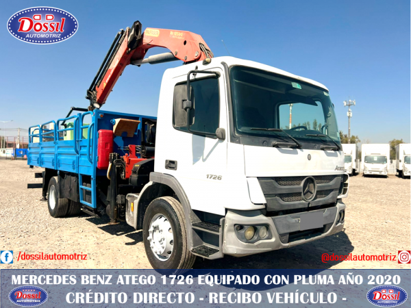 Camión Mercedes Benz ATEGO año 2020, equipado con Pluma PALFINGER, para 9.000 kg, valor $74.980.000